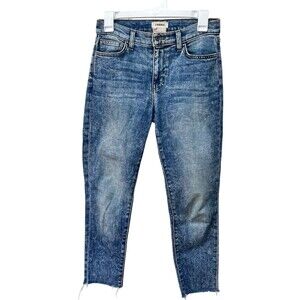 L'AGENCE Jeans Womens 25 Blue Denim Raw Frayed Step Hem Skinny Ankle Made USA
